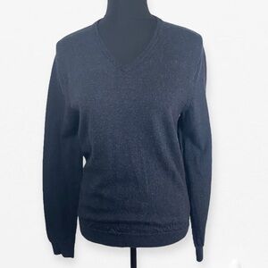 J. Crew women’s  Slim fit 100% Dark Gray Merino Wool V-Neck Sweater M